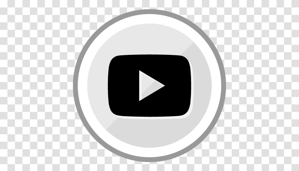 Free Youtube Play Sleek Silver Round Social Media Icon By Black Logo, Text, Symbol, Dish, Meal Transparent Png