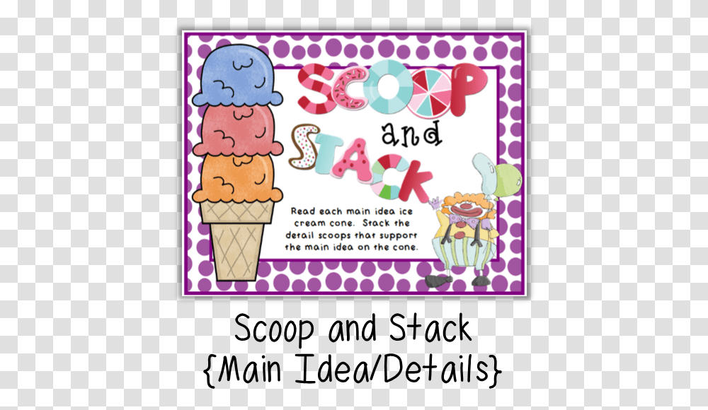 Freebie For Identifying Main Main Ideas And Details Graphic Organizer Ice Cream, Dessert, Food, Creme Transparent Png