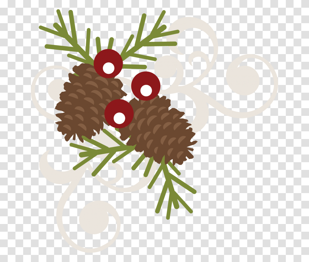 Freebie Of The Day Pinecone With Berries Swirl Cuttable, Floral Design, Pattern Transparent Png
