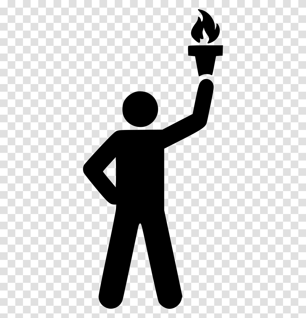 Freedom Torch Icon Free Download, Silhouette, Person, Human Transparent Png