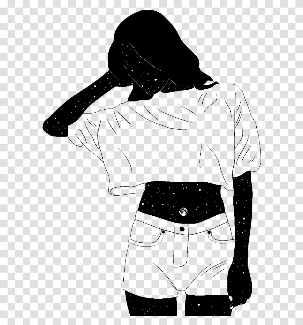 Freetoedit Aesthetic Girl Outline Drawing Line Aesthetic Picture Girl Drawing Transparent Png