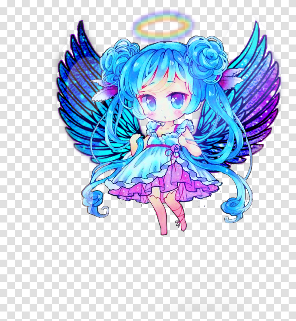 Freetoedit Angel Wings Galaxy Chibi Sticker Stickercontest Fairy, Drawing, Leisure Activities Transparent Png