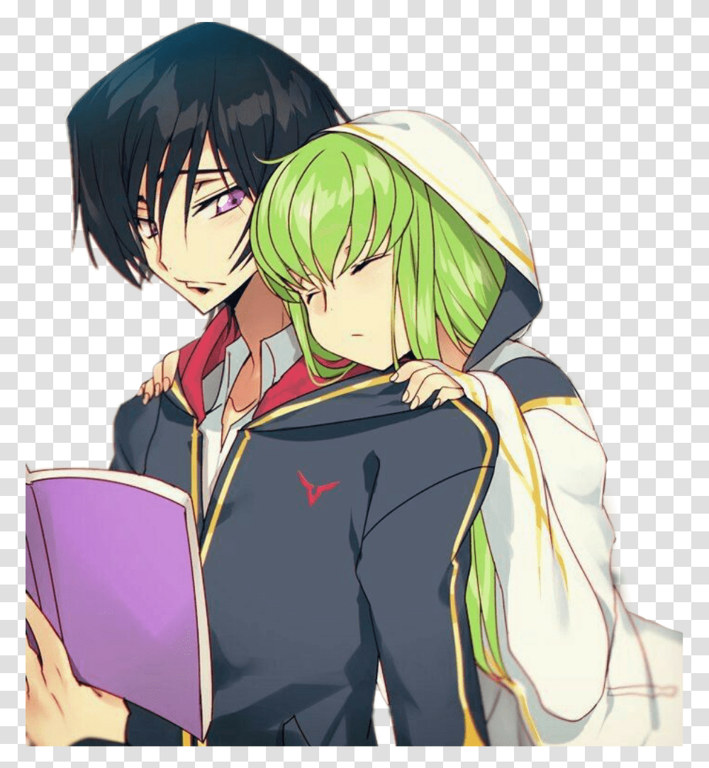 Freetoedit Anime Couple Green Learning Sleep Lelouch X Cc Fanaet, Person, Human, Comics, Book Transparent Png