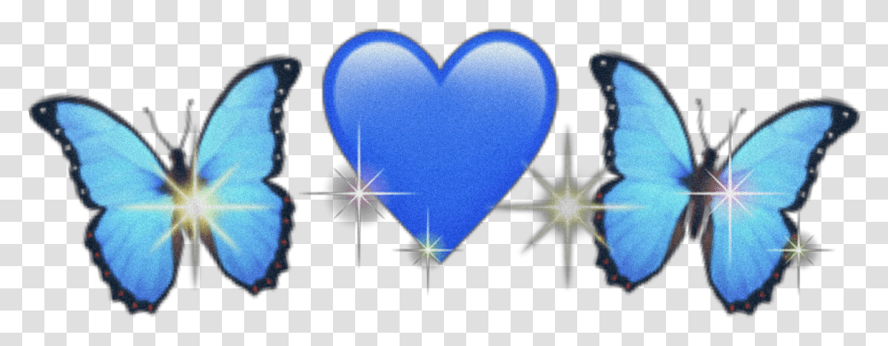 Freetoedit Butterflies Heart Emojis Blue Bluetheme Butterfly, Pattern Transparent Png