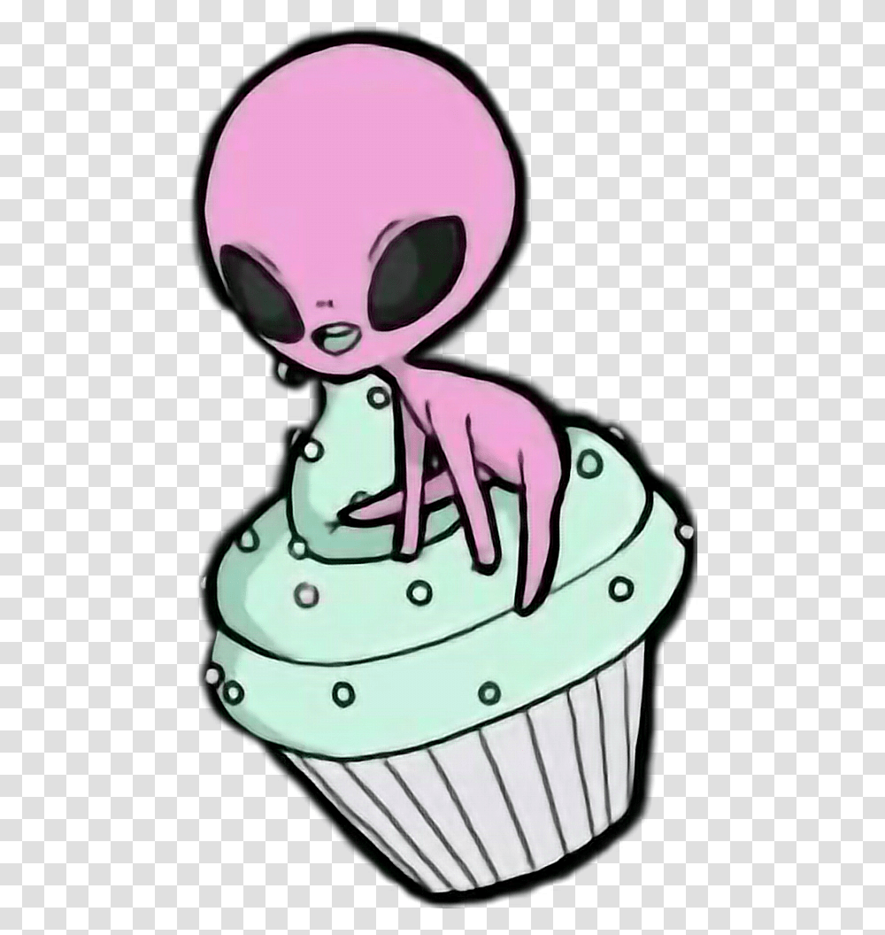Freetoedit Cute Kawaii Alien Mars Universe Planets Kawaii Alien Cute, Cake, Dessert, Food, Cream Transparent Png