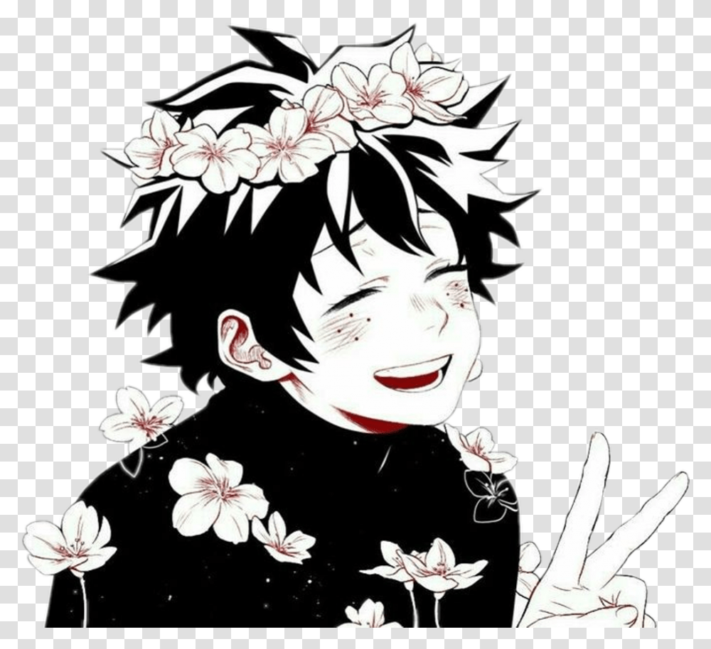 Freetoedit Cute Kawaii Anime Flower Spring Sakura Japan Cute Deku Cute My Hero Academia, Graphics, Art, Floral Design, Pattern Transparent Png