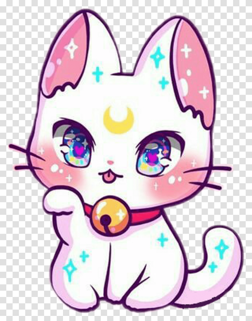 Freetoedit Cute Kawaii Cat Sparkle Magic Manekineko M Jenni Illustrations Cat, Drawing, Doodle Transparent Png