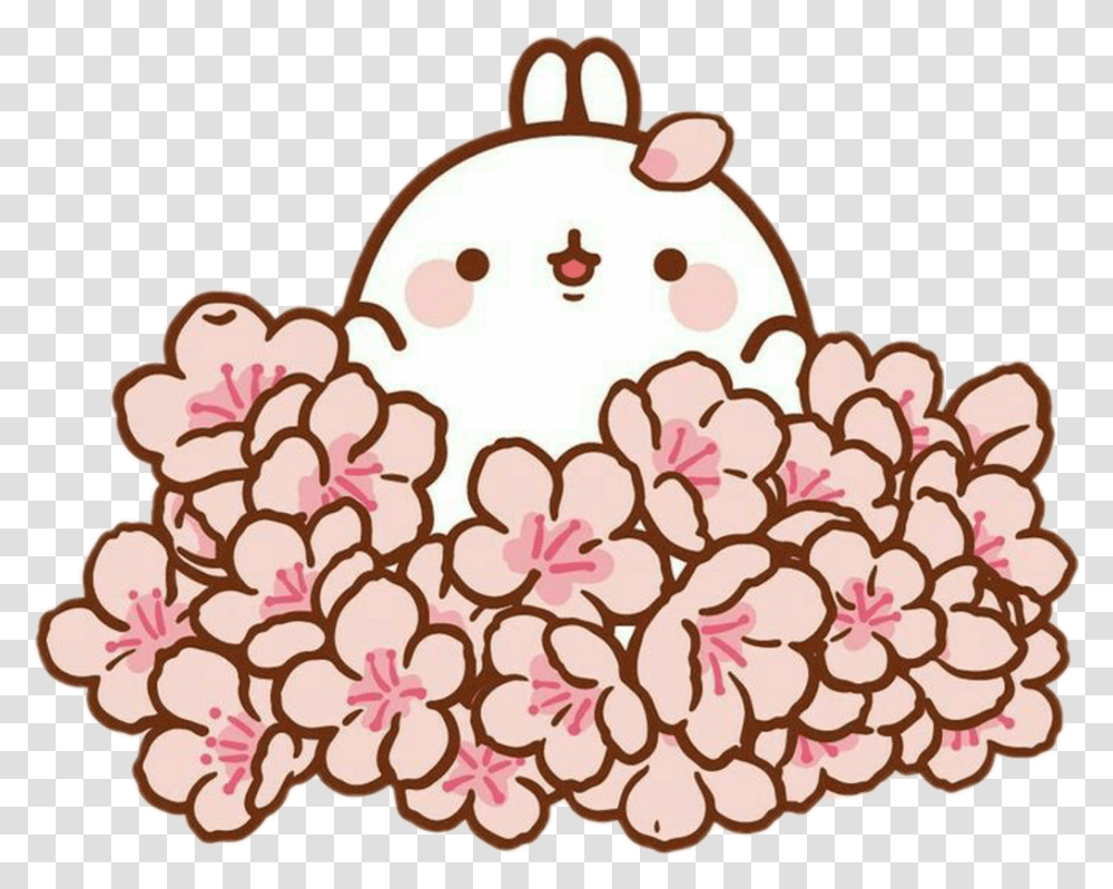 Freetoedit Cute Kawaii Molang Sakura Blossom Tree Flowe Kawaii Cute, Flower, Plant, Floral Design, Pattern Transparent Png