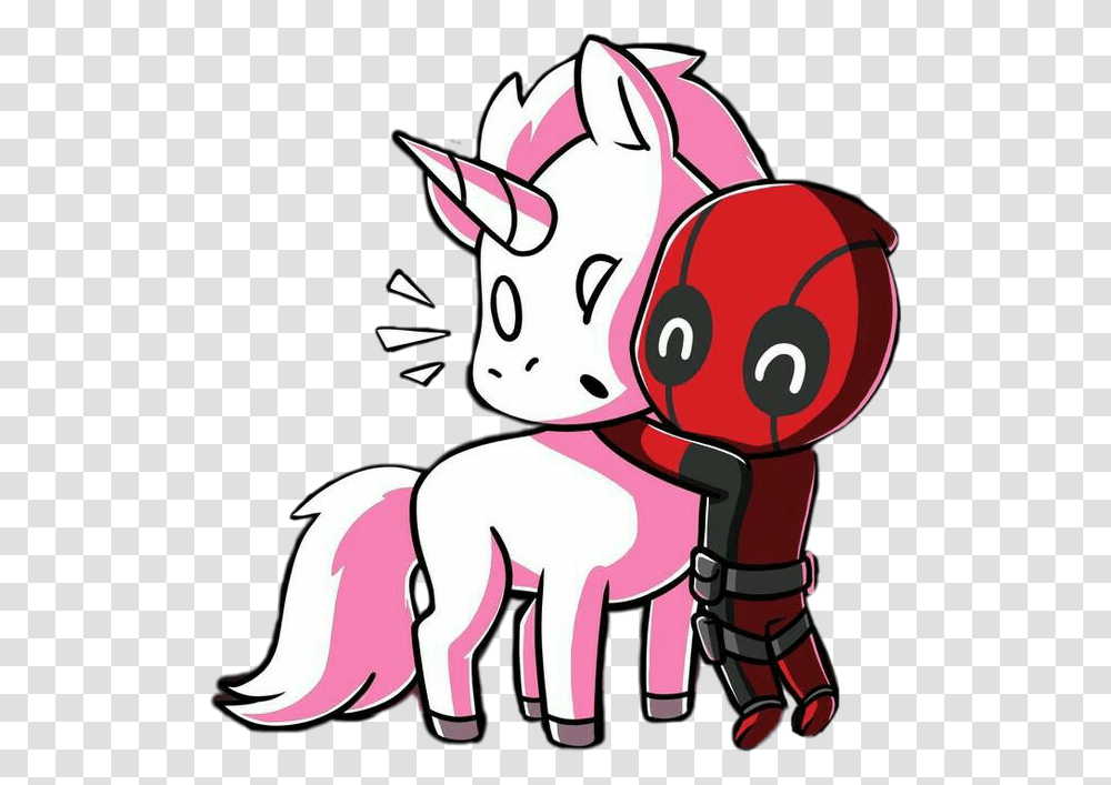 Freetoedit Cute Kawaii Unicorn Deadpool Love Hug Affect, Pig, Mammal, Animal, Hog Transparent Png