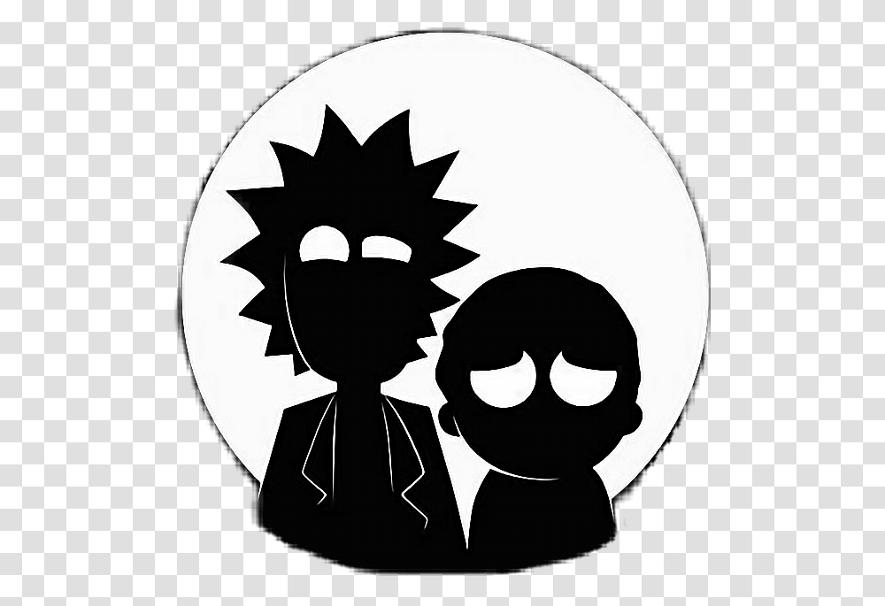 Freetoedit Cute Rick Morty Rickandmorty Wallpaper Black And White Rick And Morty, Stencil, Sticker Transparent Png