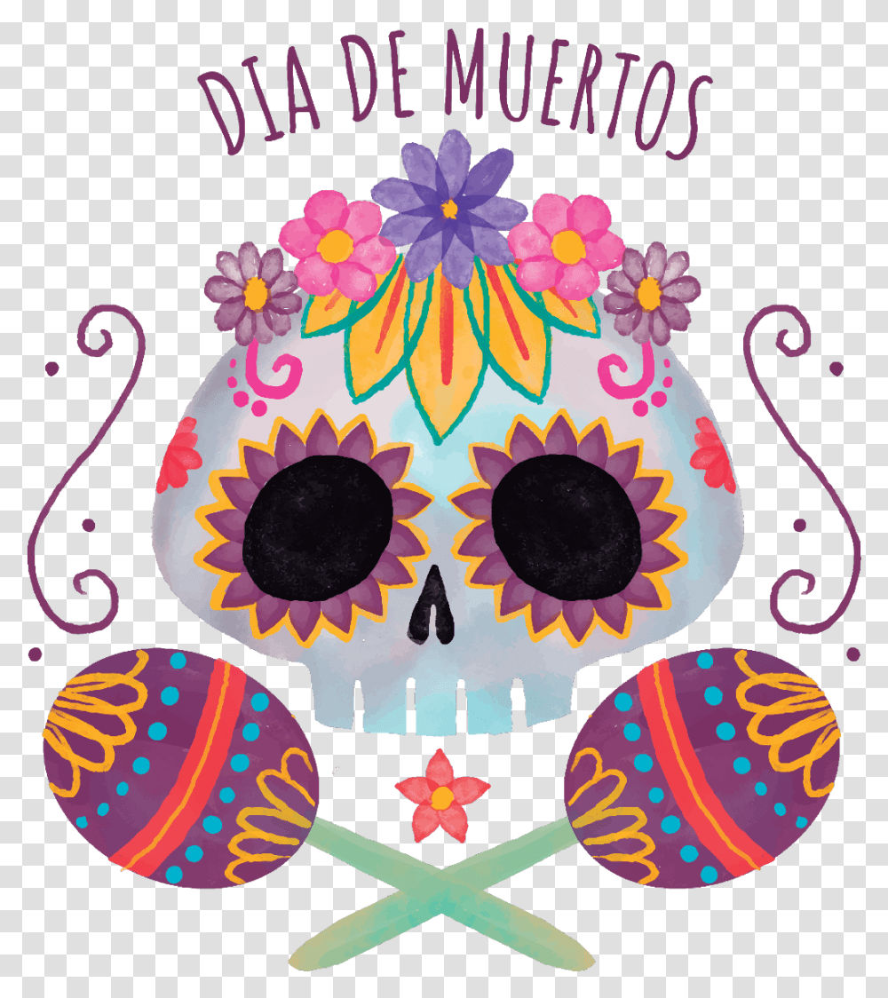 Freetoedit Dayofthedead Mexico Mexicanart Totenkopf, Floral Design, Pattern, Birthday Cake Transparent Png
