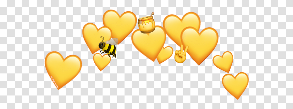 Freetoedit Emoji Heart Yellow Aesthetic Cute Aesthetic Yellow Heart Crown, Animal Transparent Png