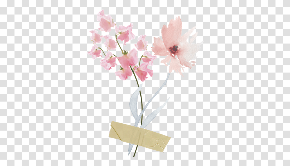 Freetoedit Flower Flowers Tape Pastel Scrapbook, Plant, Blossom, Vase, Jar Transparent Png