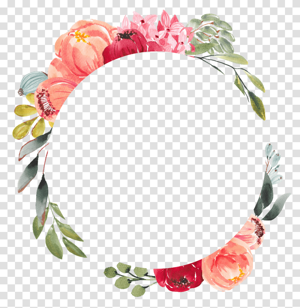 Freetoedit Ftestickers Watercolor Frame Flowers Decorat Floral Design Sticker Circle, Pattern, Plant Transparent Png