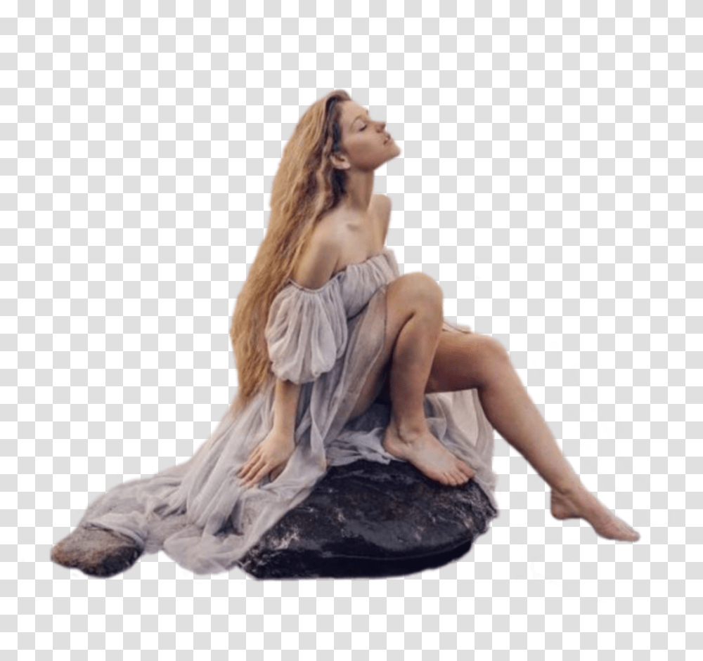 Freetoedit Girl Sitting Alone Picsart Mysticker Figurine, Person, Furniture, Female, Kneeling Transparent Png