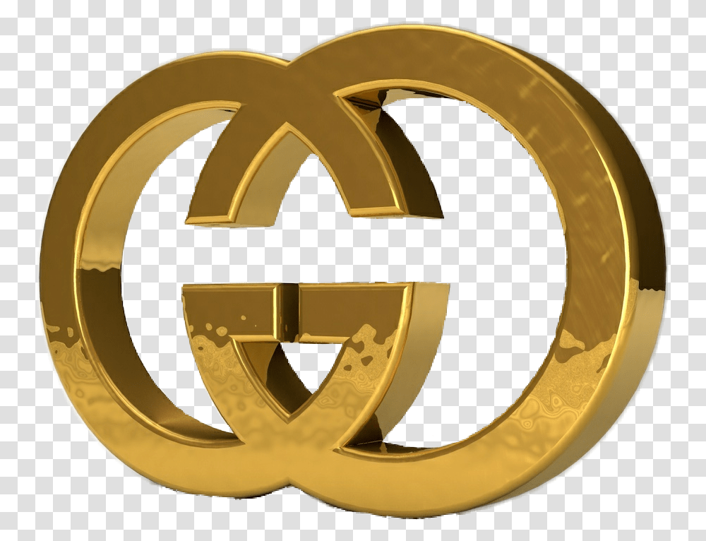 Freetoedit Guccigang Gucci Gold Logo Sticker Guccil Gold Gucci Logo, Trademark, Badge, Emblem Transparent Png