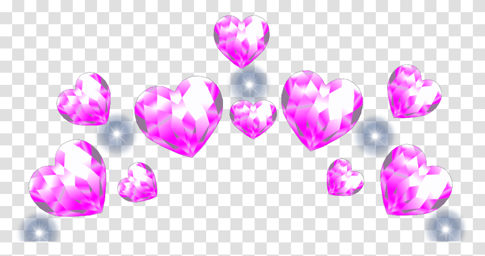 Freetoedit Hearts Heartcrown Pinkcrown Aesthetic Heart, Purple, Crystal, Petal, Flower Transparent Png