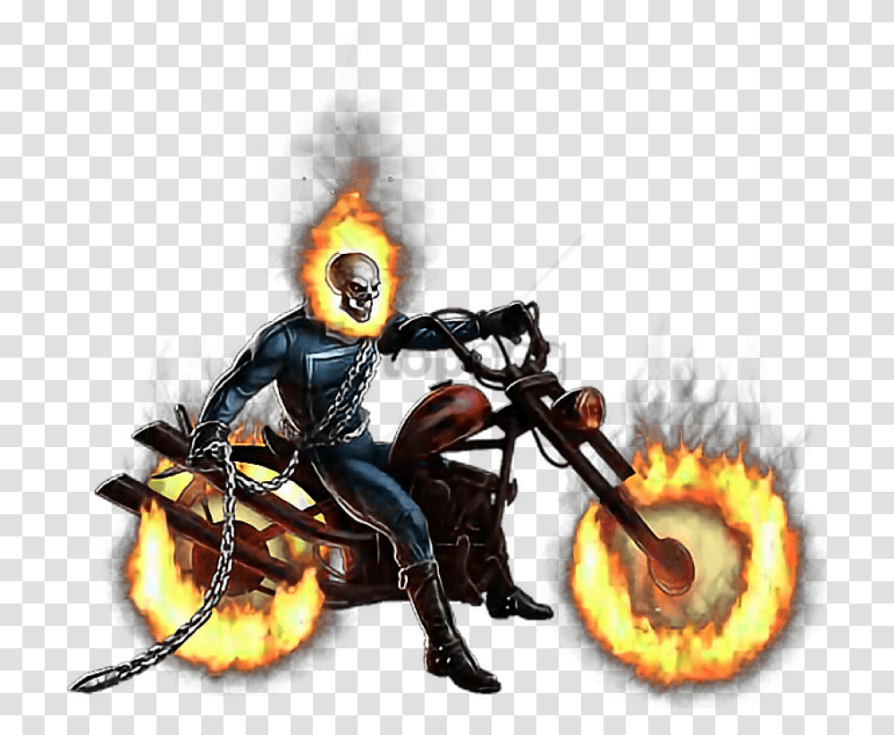Freetoedit Motorcycle Ghostrider Motorbike Ghost Rider Bike Comic, Person, Bonfire, Flame, Ninja Transparent Png