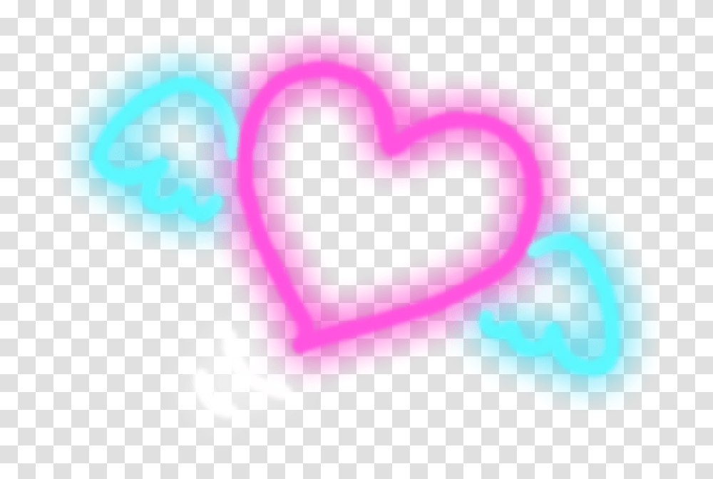 Freetoedit Neon Heart With Angel Wings Heart, Purple, Rubber Eraser Transparent Png