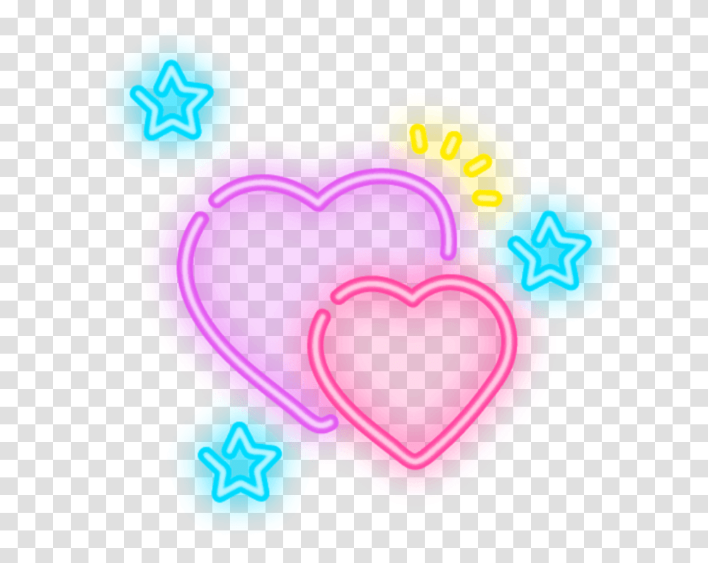 Freetoedit Neon Pink Yellow Blue Heart Stars Love Neon Picsart, Rubber Eraser Transparent Png