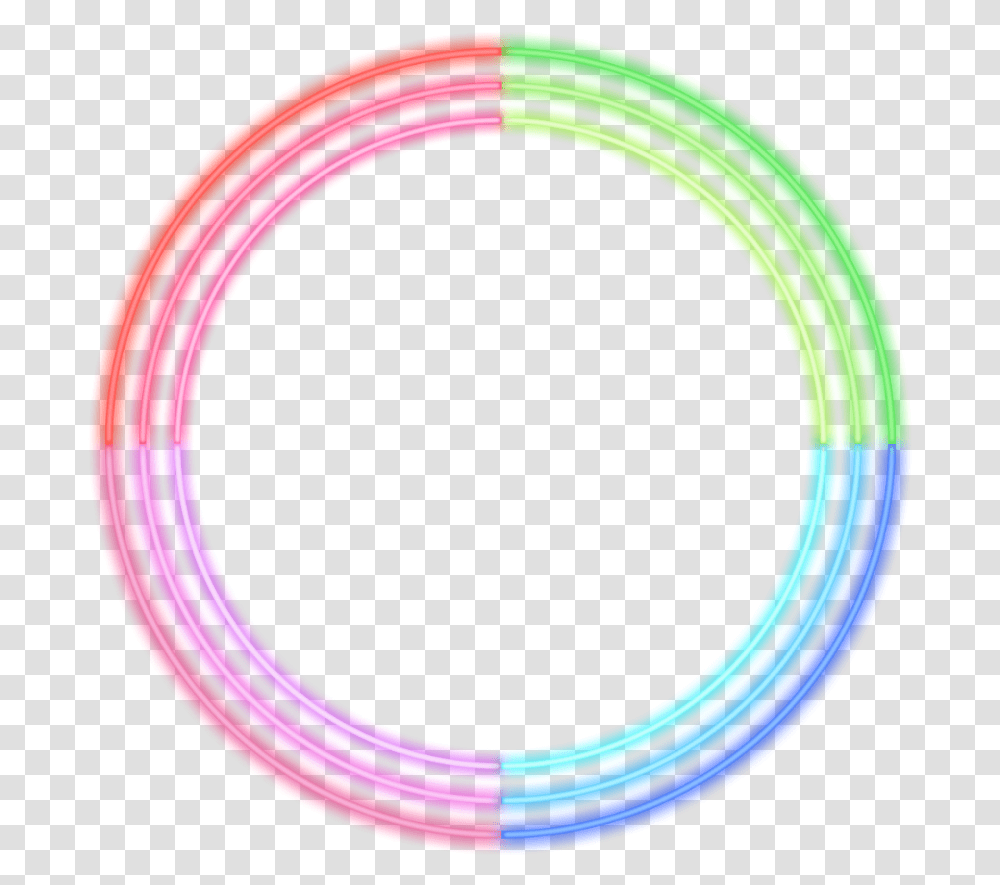 Freetoedit Rainbow Neon Circle Frame, Light, Tape Transparent Png