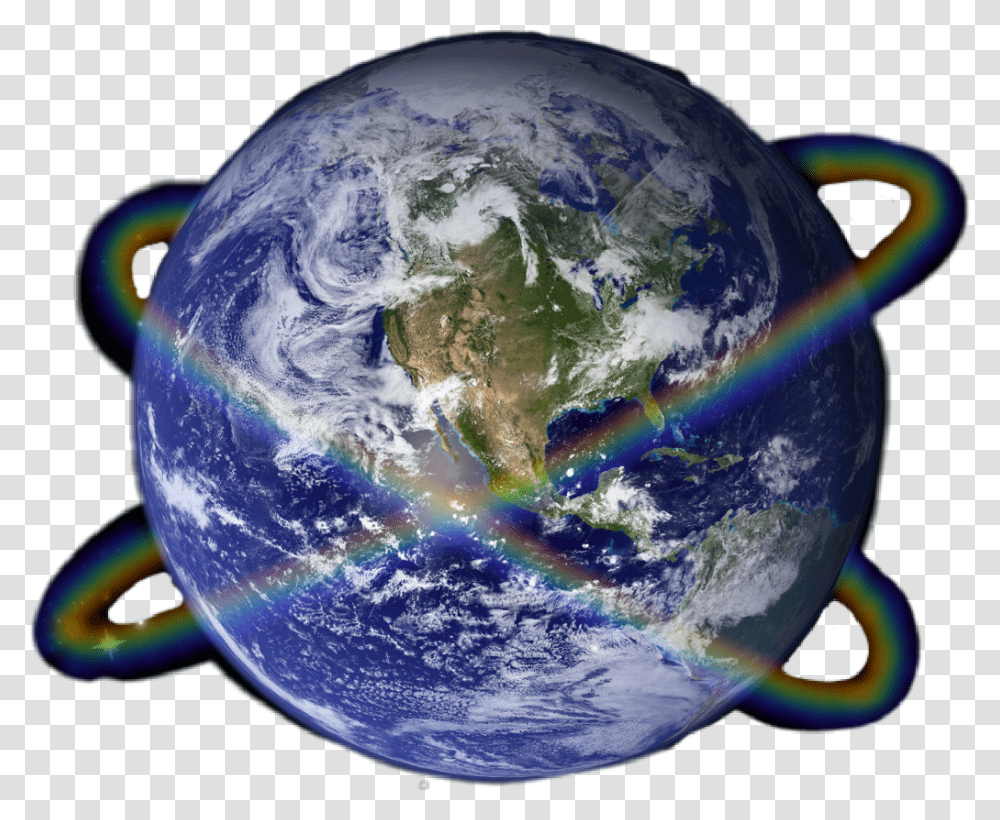 Freetoedit Sticker Earth Planet Planets Rainbow Earth Climate, Outer Space, Astronomy, Universe, Globe Transparent Png