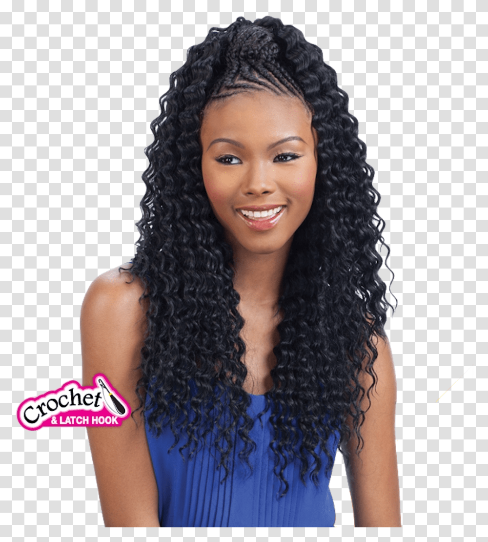 Freetress Synthetic Hair Braids Aruba Curl Braid, Person, Human, Wig, Black Hair Transparent Png