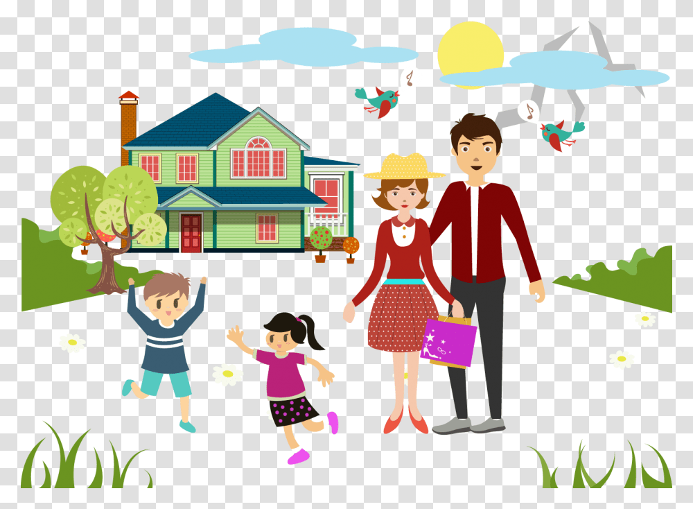 Freeuse Picnic Drawing Cup Family With House Cartoon, Person, Human, People, Doodle Transparent Png