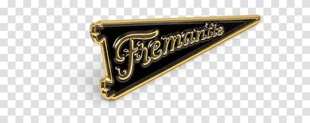 Fremantle Pennant Flag Pin In Gold Emblem, Logo, Trademark, Buckle Transparent Png