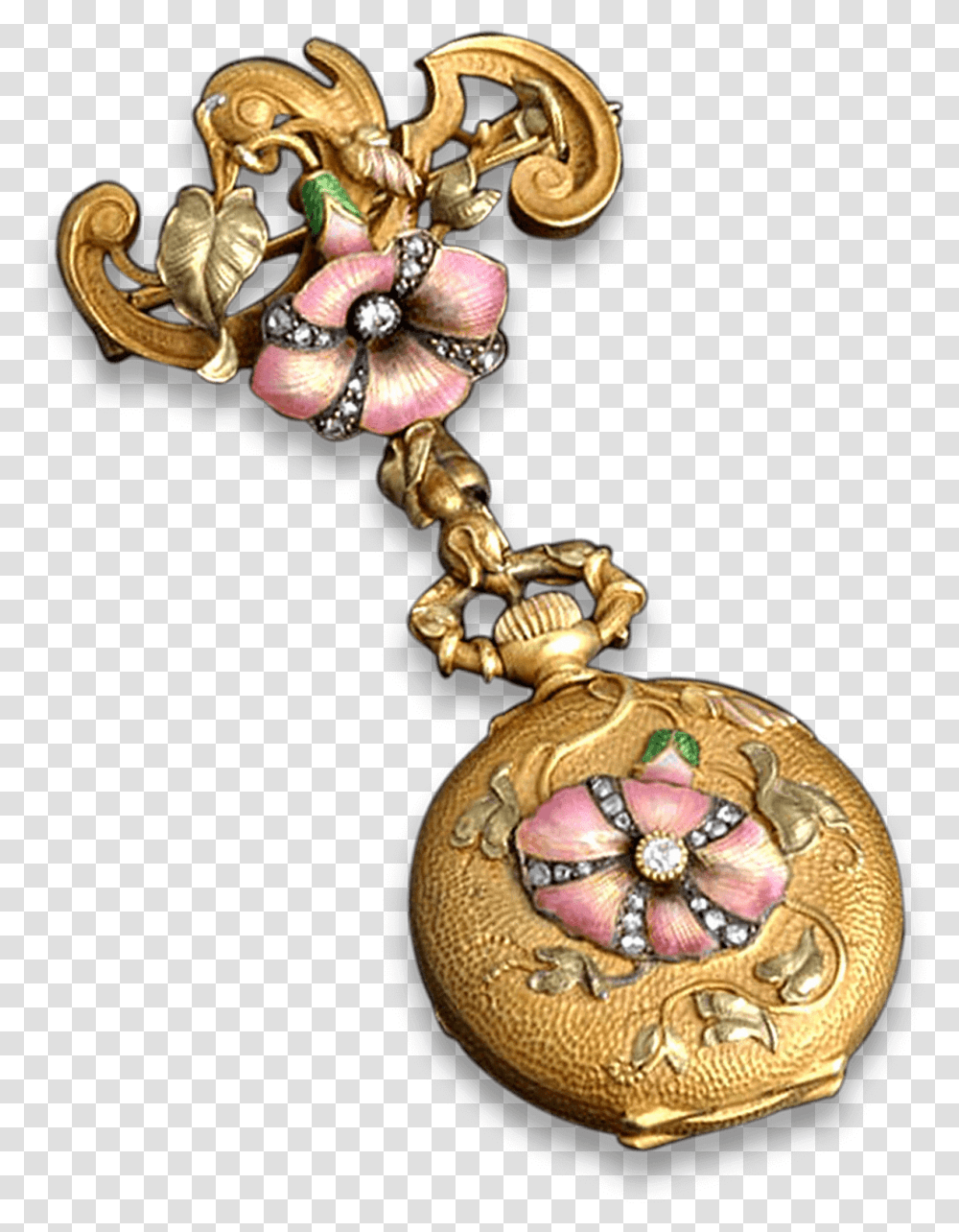 French Art Nouveau Watch Pendant Art Nouveau Jewelry, Accessories, Accessory, Locket, Gold Transparent Png