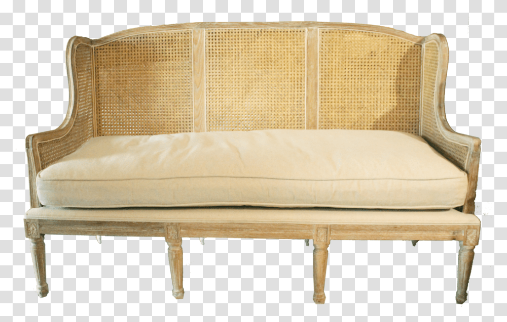 French Cane Back Sofa Studio Couch, Furniture, Chair, Room, Indoors Transparent Png