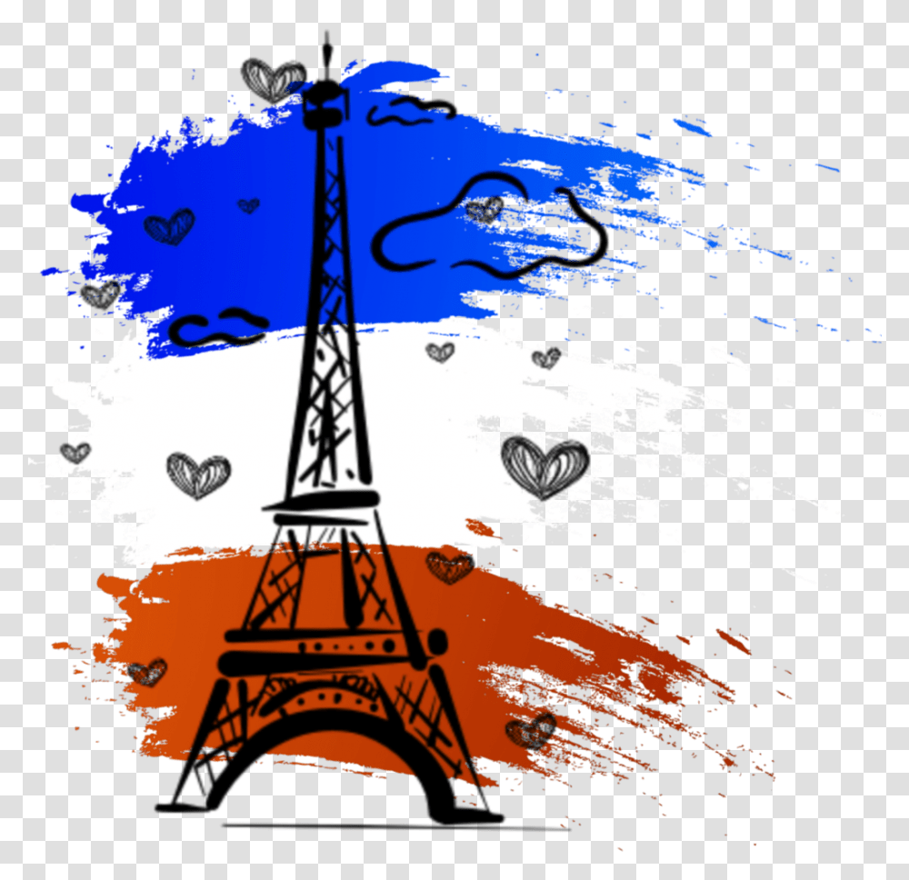 French France Dubrootsgirlremix France Drapeau Eiffel Tower Cartoon, Poster, Advertisement, Cable, Power Lines Transparent Png