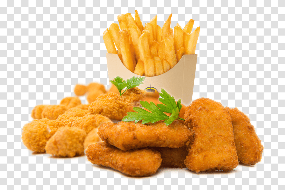 French Fries And Nuggets, Food, Fried Chicken, Bread, Dish Transparent Png