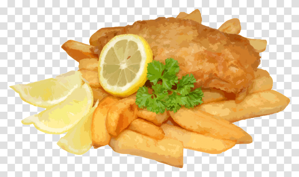 French Fries Free Fish And Chips With Lemon, Food, Plant, Meal, Fried Chicken Transparent Png