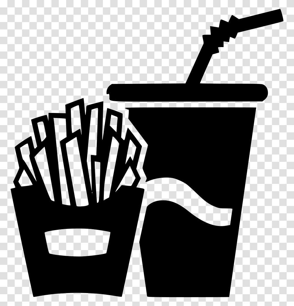 French Fries Potato Soda Paper Cup French Fries Icon, Stencil, Bottle, Cross Transparent Png