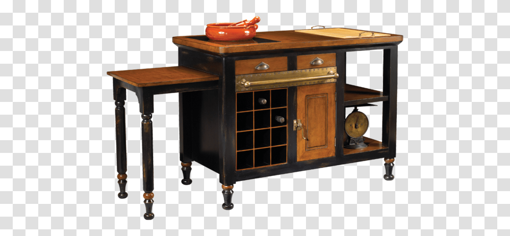 French Heritage Black Gourmet Kitchen Island M Fl39 Writing Desk, Furniture, Indoors, Sideboard, Table Transparent Png