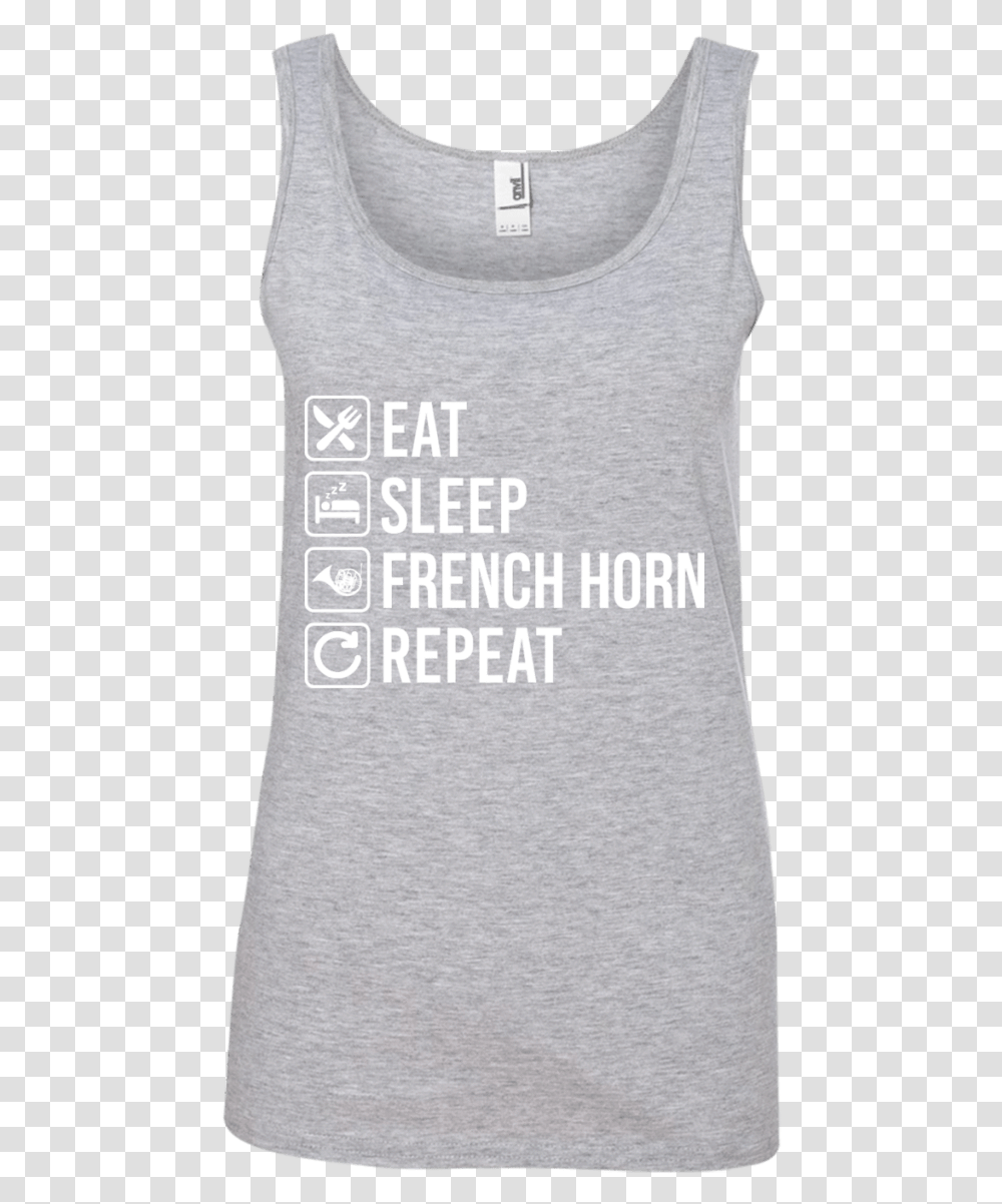 French Horn Eat Sleep Repeat Ladies Active Tank, Pillow, Cushion, Apparel Transparent Png