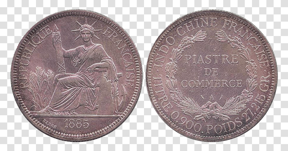 French Indochina Piastre 1885 Indochina, Dime, Coin, Money, Rug Transparent Png
