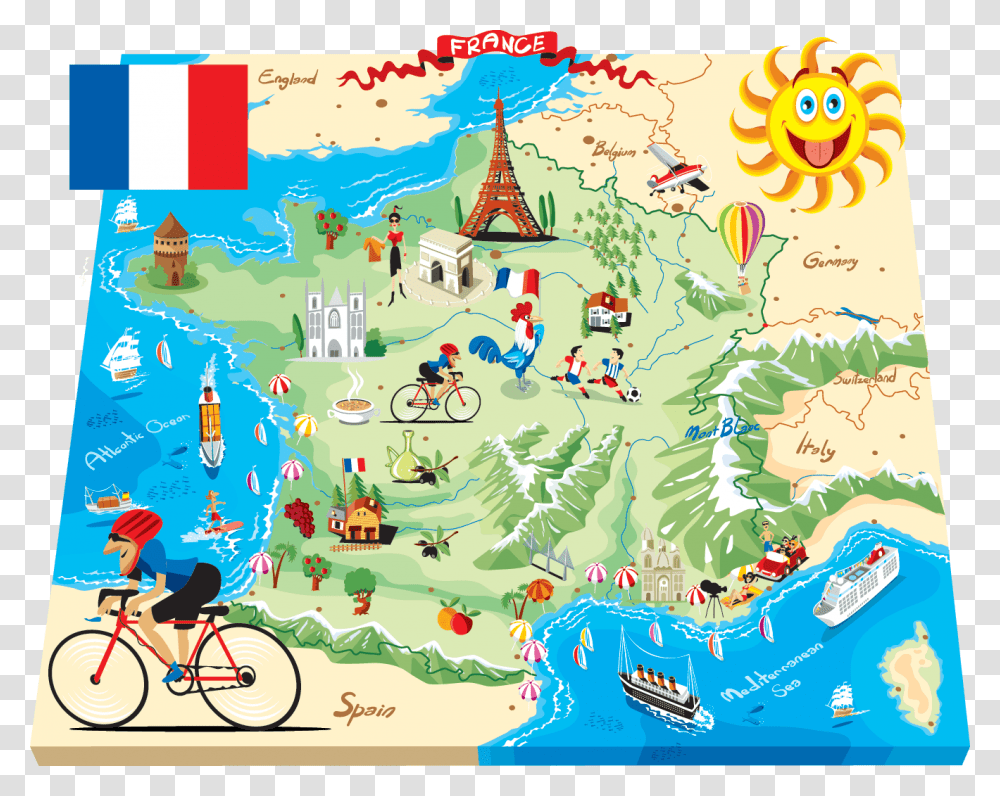 French Outline Map Flag, Bicycle, Vehicle, Transportation, Wheel Transparent Png