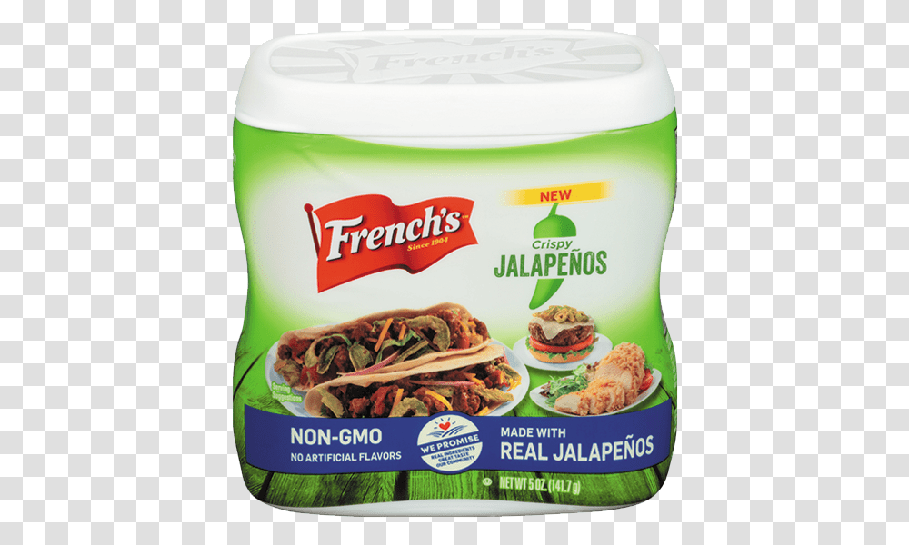 French S Crispy Jalapenos French's Crunchy Toppers Crispy Jalapenos, Food, Burger, Yogurt, Dessert Transparent Png