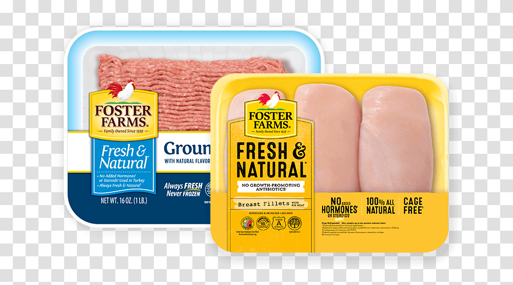 Fresh And Natural Chicken Breast And Ground Turkey Foster Farms Chicken Thighs, Food, Pork, Sliced Transparent Png