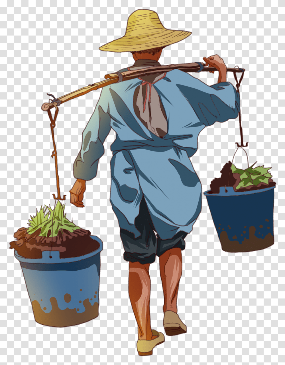 Fresh And Simple Style Farmer Takes The Labor Day Element Labour Day, Person, Hat, Costume Transparent Png