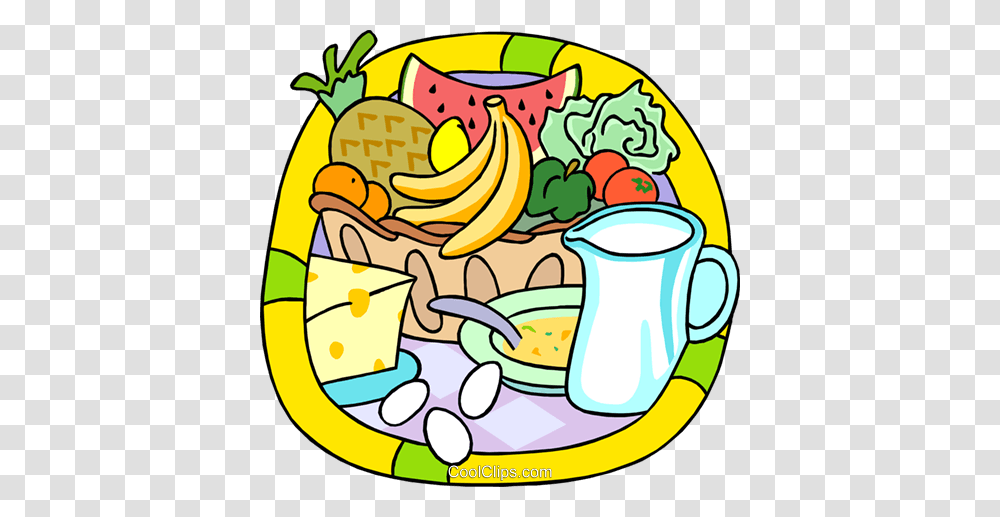 Fresh Fruits And Dairy Products Royalty Free Vector Clip Art, Jug, Food, Painting, Lunch Transparent Png