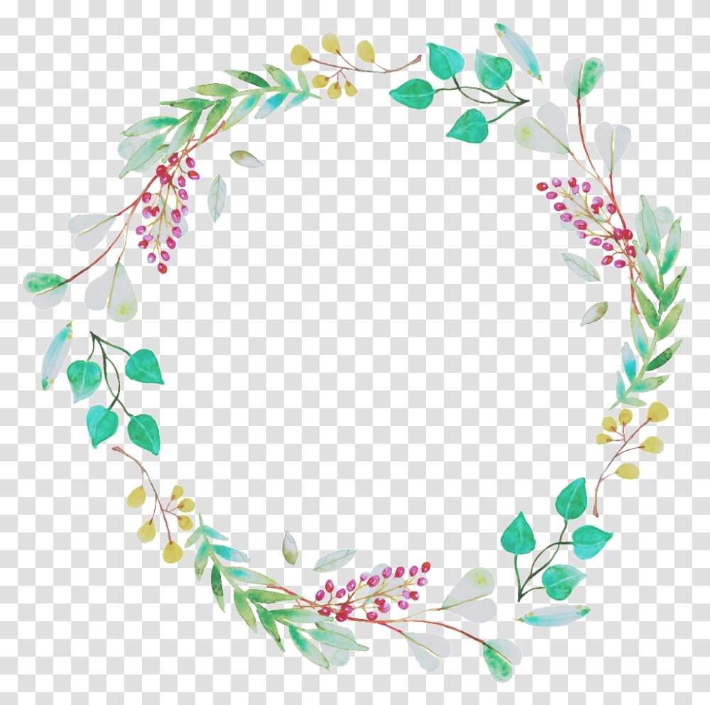 Fresh Mint Green Leaves Hand Drawn Garland Decorative Floral Border Mint Green, Floral Design, Pattern Transparent Png
