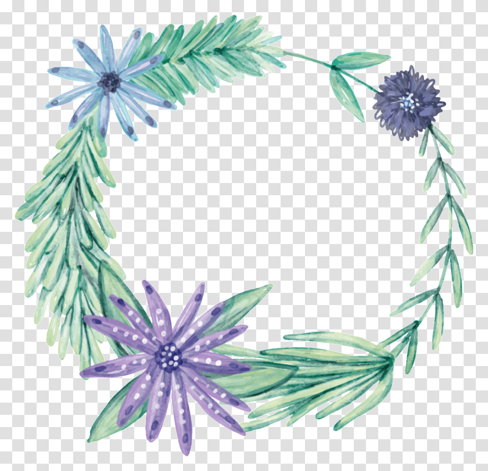 Fresh Romantic Purple Big Flower Hand Painted Garland New Year Goal Planner, Plant, Wreath, Blossom, Painting Transparent Png