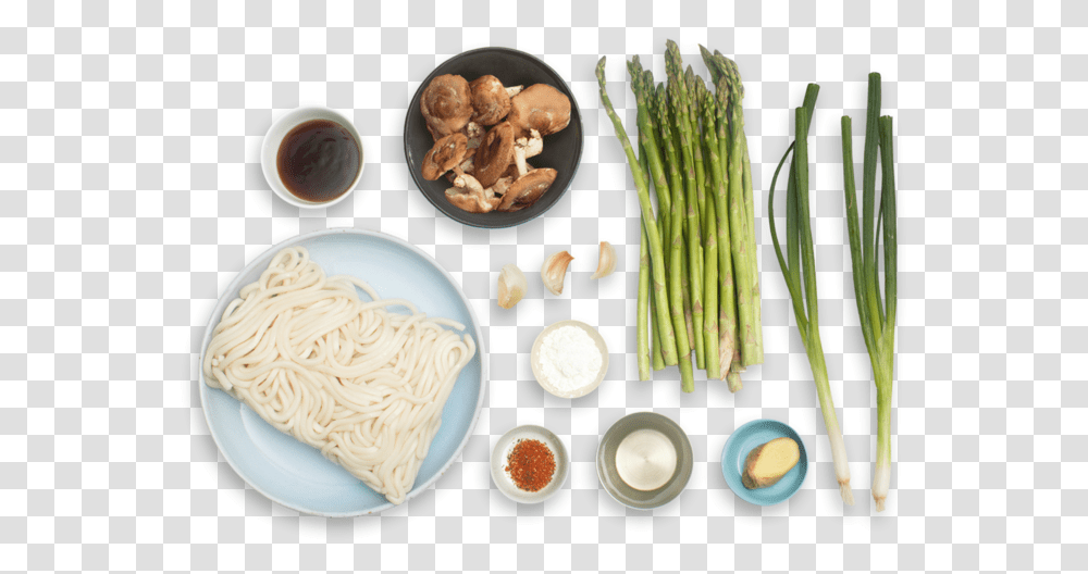 Fresh Udon Noodle Stir Fry With Asparagus Shiitake Stir Fry Asparagus And Mushroom, Plant, Food, Vegetable, Meal Transparent Png