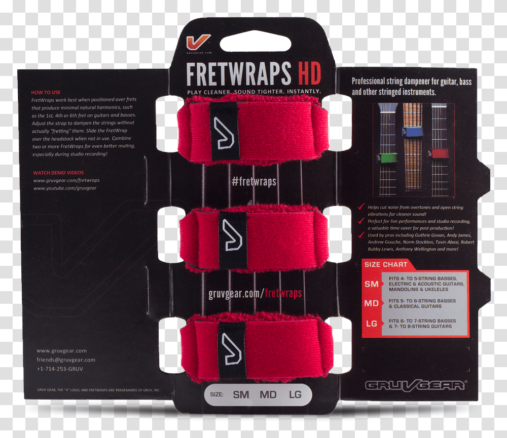 Fretwraps String Muters Gruv Gear Fret Wraps Hd Fire Red Bass Guitar, Text, Paper, Poster, Advertisement Transparent Png