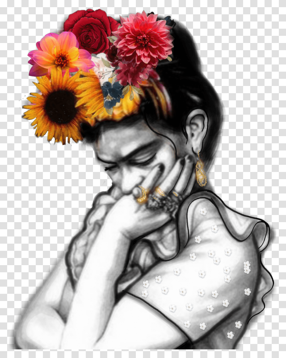 Frida Fridakahlo Flowers Frida Kahlo, Art, Person, Human, Graphics Transparent Png