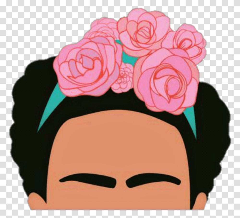 Frida Fridakhalo Woman Flower Eyebrows Drawing Celebrat Cartoon Frida Kahlo Drawing, Apparel, Rose, Plant Transparent Png