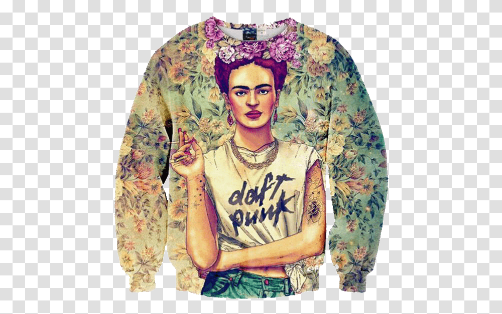 Frida Kahlo Daft Punk T Shirt, Sleeve, Skin, Long Sleeve Transparent Png
